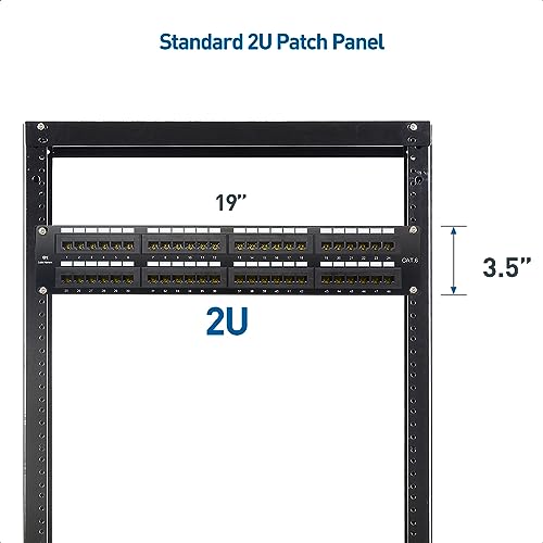 Image of [UL Listed] Cable Matters 48 Port Patch Panel Rackmount or Wall Mount 19-Inch with Support Bar, 2U Cat6 Network Patch Panel for 10 Gigabit Ethernet, 110 or Krone Impact Tools Compatible