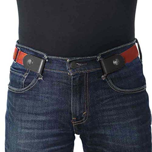 No Buckle Belt for Men, Elastic Stretch Belt with Adjustable Sizing, Buckleless Traceless Design for Trousers, Jeans, Comfortable Invisible Waistband Casual Wear (Brown)4