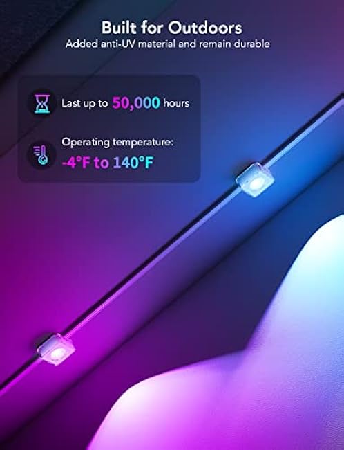 Govee 16.4ft Extension Light with Strip Clip and VHB Glue for RGBIC Permanent Outdoor Lights H705A, H705B and H705C, Not Compatible to Gen 2 H705E, H705D, H705F and Permanent Lights Pro