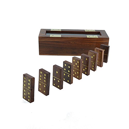 Juego de dominó de madera hecho a mano miniatura 4