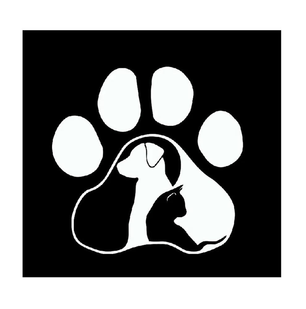 Animal Dog Cat Paw Car Stickers 13.5x14cm Vinyl Decals for Auto Truck Laptop Durable(White)
