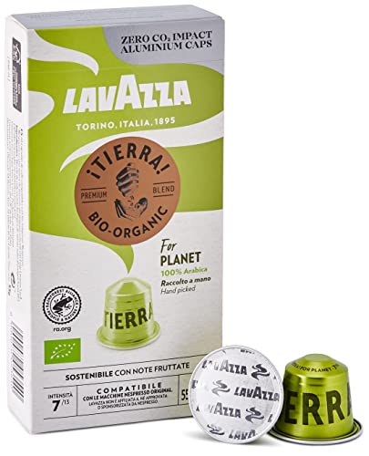 Lavazza Tierra For Planet, 100% Arábica, Cápsulas de Aluminio Compatibles con Nespresso, Impacto Neutro de CO2, 10…