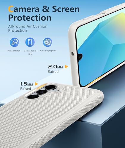 Image of FNTCASE for Galaxy A17 /A16 5G Phone Case - Samsung A17 Military Grade Drop Protection, 14ft Drop Tested, Screen Protector Included, Anti-Slip Textured, TPU+PC Dual Layer Shockproof Cover (Off-White)