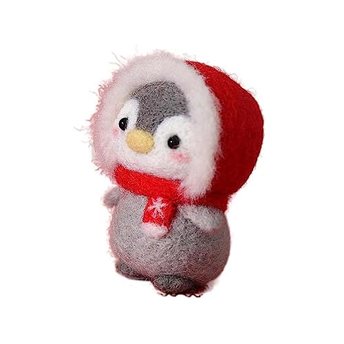 Image of Funny Festive Christmas New Year Wool Needle Felting Starter Kit, Animal Needle Felting Kit, Non-Finished Felt Penguin Craft Kit, Lovely Penguin Needle Felting Kit for Beginners, 2 Set