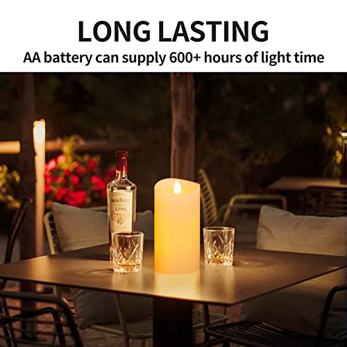 Image of Flameless LED Candles 3 inchx6 inch Set of 1, Battery Operated with Remote & Timer, 600-Hour on 2 AA Batteries, Flickering Realistic Flame, Ivory for Indoor /Outdoor