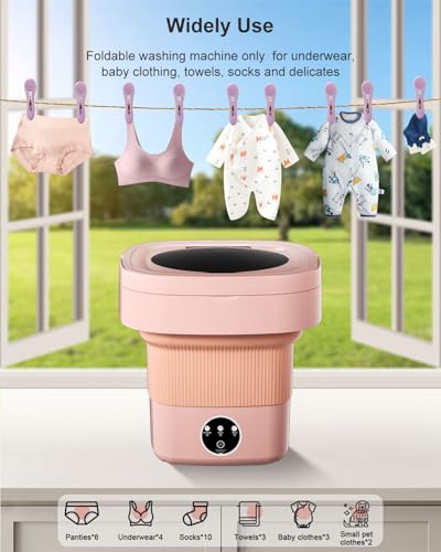 Image of Portable Washing Machine, 9L Mini Laundry Washer with 3 Modes Cleaning for Underwear, Baby Clothes, Sock, Small Delicates. Foldable Washer and Dryer Combo for Apartment, Home,Hotel, Camping,RV(Orange)
