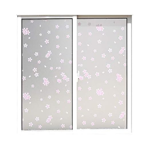 JINQIANSHANGMAO Rosa mönster limfritt elektrostatiskt frostat glas film balkong solskydd ogenomskinlig badrum toalett fönster klistermärke (storlek: B 45 cm x H 100 cm)