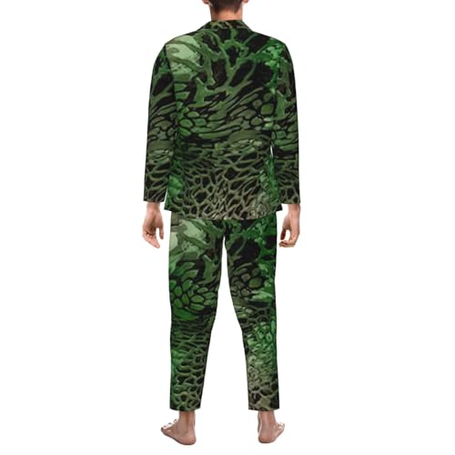 Pyjama homme imprimé serpent vert 2 pièces à manches longues - 6