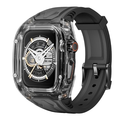 Bracelet silicone Apple Watch 45mm 44mm VeveXiao coque sport transparente