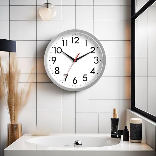 Image of DAXSMY Wall Clock Small Analog 8 Inch Silent Non Ticking Battery Operated Modern Simple Decorative for Kitchen Office Bedroom Bathroom Living Room(Silver)