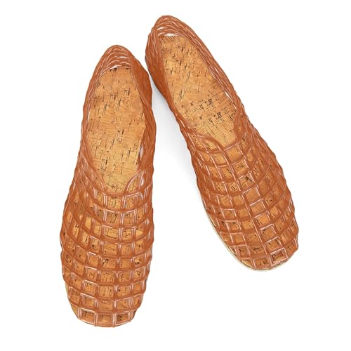 Image of Jelly Mesh Ballet Flats for Women Fishnet PVC Clear Hollow Jellies Sandals Comfortable Beach Ballerina Flats Shoes