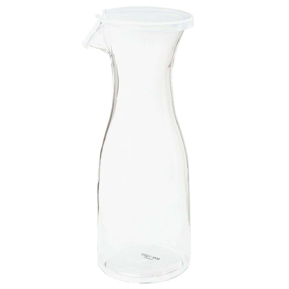 G.E.T. BW-1050-PC-CL Plastic Juice / Beverage Decanter Jars with Lids, 16 oz, Clear (Set of 12)
