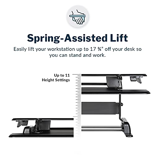 Image of Vari - VariDesk Essential 30 - Two-Tier Standing Desk Converter for Home Office - Adjustable Sit Stand Desk with 11 Height Settings - Standing Desk Riser for Monitor & Accessories - 30 inch Wide, Black