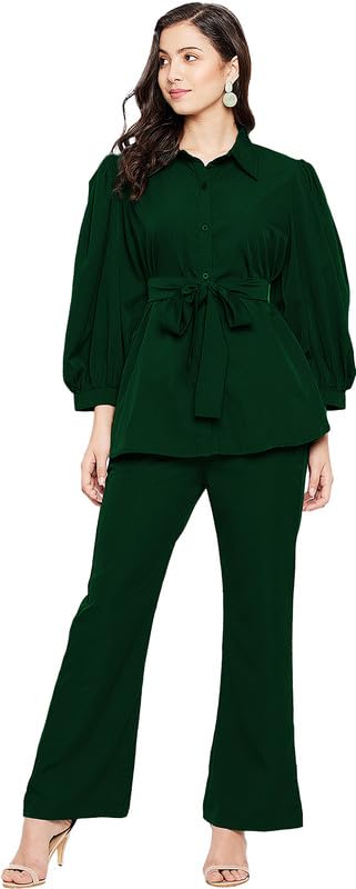sky fly Women Solid 34 sleeves co- ords set-107 Green Medium-picture-11
