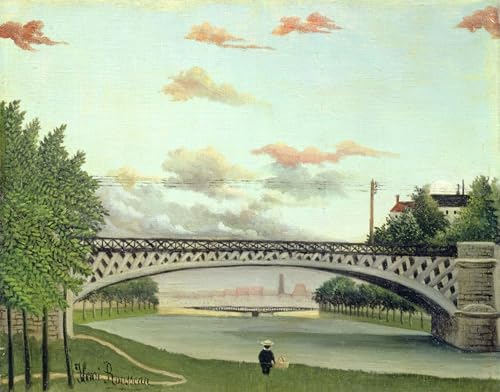 FIKAGXQGT Vintage Lienzo Pintura Decorativo Cuadro Pinturas Famosas el puente de charenton francia de henri rousseau para la Decoración del Hogar del Dormitorio 60x90cm
