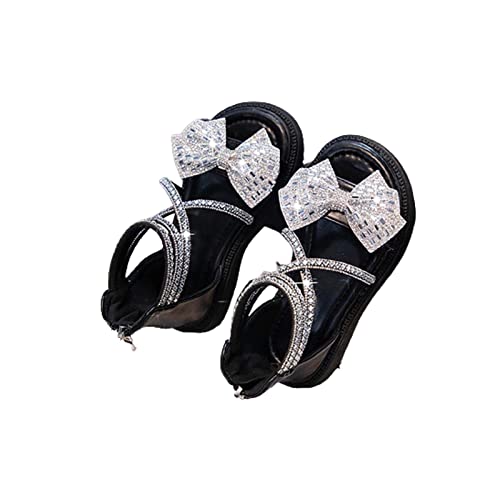 3 to 12 Years Kids Low Heel Foot Warmer Summer Rubber Sole Lightweight Breathable Rhinestone Bow Girls Beach