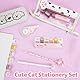 13 PCS Niedliche Katzenpfoten Pfote Schreibwaren Set, Kawaii Cartoon Mini Bleistiftspitzer Einziehbarer Radiergummi, Korrekturband, Punktierstifte, Lineal, Haftnotizen für Kinder und Katzenliebhaber
