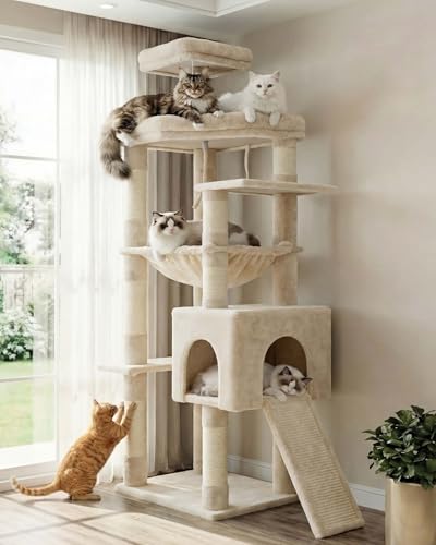 Image of Heybly 64.2 inch Heavy-Duty Cat Tree for Large Cats with Wide Base HCT027M