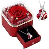 Preserved Real Red Rose,Forever Flowers Rose Gifts for Women Mum Wife Girlfriend,Eternal Rose Gift Box with Necklace for Her on Mothers Day,Valentines Day, Anniversary