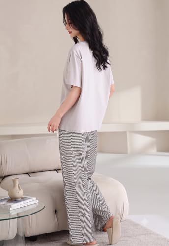 Image of GLASGO Women's Cotton Pajama Set with Top & Pants|| Korean Night Suit|| Lightweight Printed Set || Soft & Comfy Sleepwear for Girls & Women || LNS-3-$