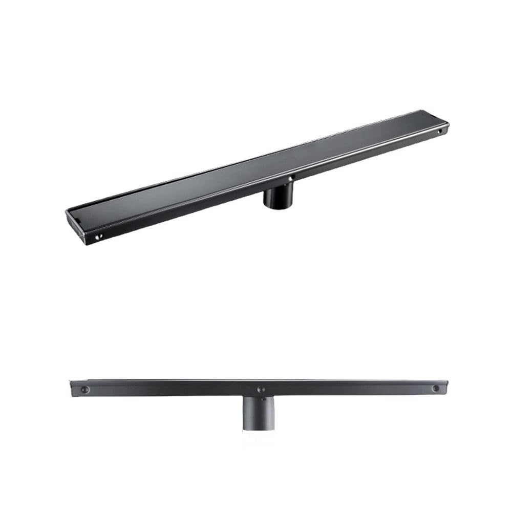 Premium liniowy odpływ prysznicowy ze stali nierdzewnej 304, czarny odpływ podłogowy do łazienki, opcje 60/80/90/100 cm, konstrukcja płytek z akcesoriami dezodoryzującymi dla wydajnego drenażu