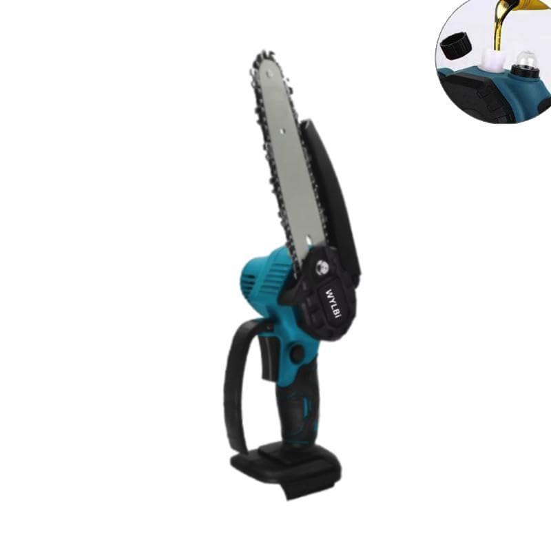 Kit Set per Potatura a Batteria, con Cesoie Forbici e Mini Motosega da 6" Pollici con pompa olio, con Asta Telescopica da 208 cm, Potatura Giardino Rami Arbusti Vigneto - Guanti e Occhialini