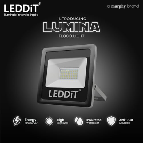 Image of Lumina 50W Waterproof LED Flood Light, IP65 Rated Outdoor Light with 2.5 Year Warranty Pack of 4 (Cool White, BIS Approved)