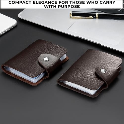 Image of Kraptick Pocket Cards Holder - Compact Lightweight Wallet for Credit and Debit Cards, Multi-Functional Card Organizer, Durable Card Carrier with 16 Slots for Easy Access & Storage (Brown) (Pack of 2)