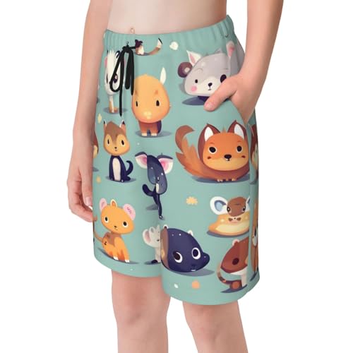 Cute Little Animals Youth Beach Pants, Soft and Breathable, with Drawstring Waist, Suitable for Sports and Leisure.4
