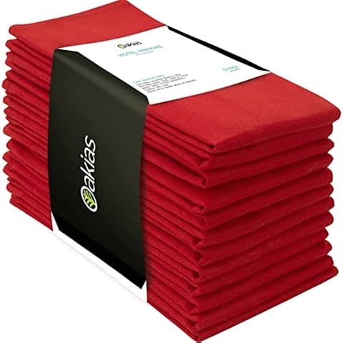 Oakias Cloth Napkins 18 by 18 Inches - 12 Pack Red - Cotton Blend Dinner Napkins - Soft, Durable & Highly Absorbent - Machine Washable Cover