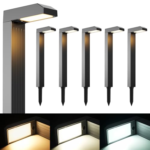 iseeway Solarlampen für Außen Garten 6 Stück, 3-Phasen-Farbwechsel (3000K/4500K/6500K) LED, IP65 Wasserdicht, Automatisches Ein/Aus, Solar Gartenleuchten für Hof, Terrasse & Wege