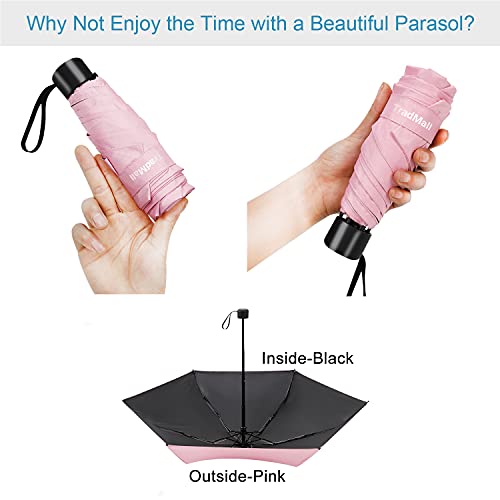 TradMall-Mini-Travel-Umbrella-Portable-Lightweight-Compact-Parasol-with-95-UV-Protection-for-Sun-Rain