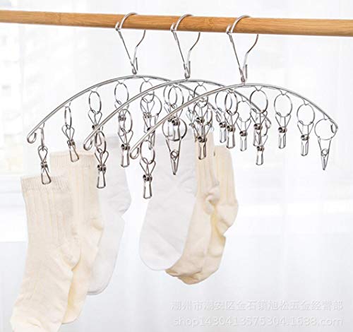 Cenyouful Stainless Steel Laundry Drying Rack Windproof Clothes Hanger With 8 Clips For Drying Socks,Drying Towels, Cloth Diapers, Bras, Baby Clothes,Underwear,Hat, Socks Gloves (Set Of 2) #TOP6