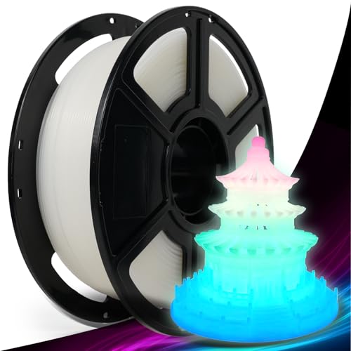 FLASHFORGE Rapid PLA Filament 1.75mm Glow Rainbow, 500mm/s High Speed Printing, Glow in The Dark 3D Printer Filament 1kg Spool, Dimensional Accuracy +/- 0.02mm, Brilliant, Long-Lasting Glow