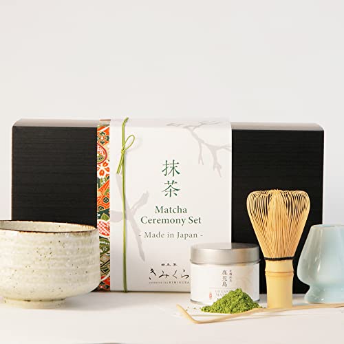 MADE IN JAPAN -Matcha Ceremonial Tea Set of 5 -Organic Matcha kit [Warm beige -Bowl]| Japanese Tea KIMIKURA