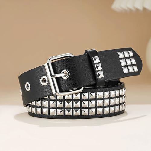 Black Studded Belt Silver Punk Metal Belt Pyramid Stud Belt Goth Belts Rivet Belt Rock Belts Mens Hip Hop Fashion Belt Cool Leather Belts3