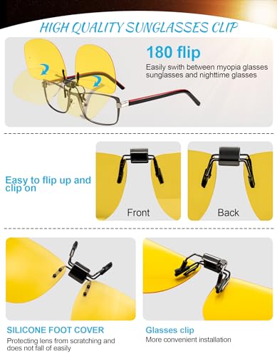 Image of OCCI CHIARI Polarized Flip-up Clip-on Sunglasses for Eyeglasses for Men and Women Outdoor /Driving UV400
