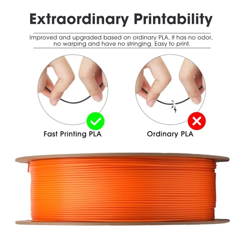 Image of eSUN PLA Basic Filament 1.75mm, 3D Printer Filament High Speed PLA for Fast Printing, 1KG Spool (2.2 LBS) 3D Printing Filament for High Speed 3D Printers, Orange