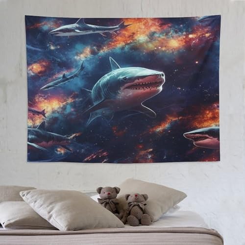 Tapisserie murale requin pour chambre ado style esthétique 150x200