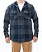 ZENTHACE Mens Hooded Flannel Jacket,Snap Front Flannel Shirt Jackets for Men with Hood Ink Green L