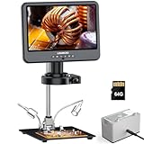 LM208S 4K HDMI デジタル顕微鏡 10.1インチ 電子用、56 LED リングライト、1500X 4K はんだ付け顕微鏡カメラ 大人用 USB コイン拡大鏡 フルコインビュー、3840P UHD ビデオ [12.6インチスタンド] 64G
