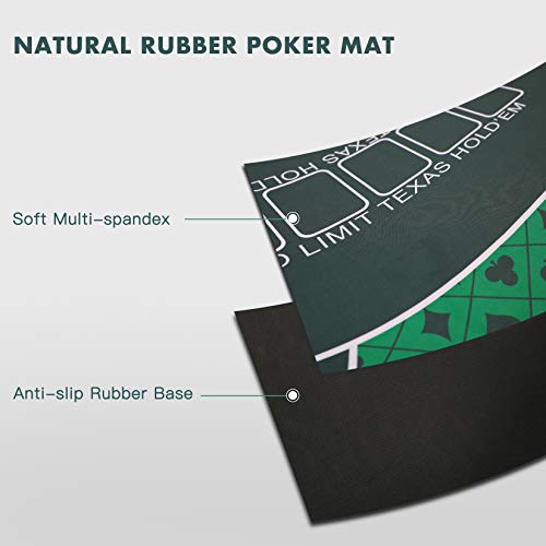 Portable Rubber Poker Mat, 71X35 Inch Professional Poker Mat, Non-Slip And Folding Poker Card Tabletop Layout With Carrying Bag For Playing Cards, Poker Games, Blackjack, Casino Use (Dark Green) #TOP2