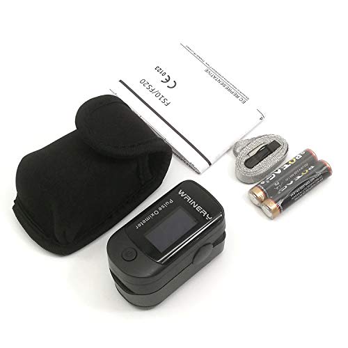 Blood Oxygen Saturation Monitor, Pulse Oximeter Fingertip, OLED Portable Oxygen Monitor, O2 Saturation Monitor, Heart Rate Monitor, SpO2 Finger Pulse Oximeter with CarryingCase,Lanyard,Batteries,Black