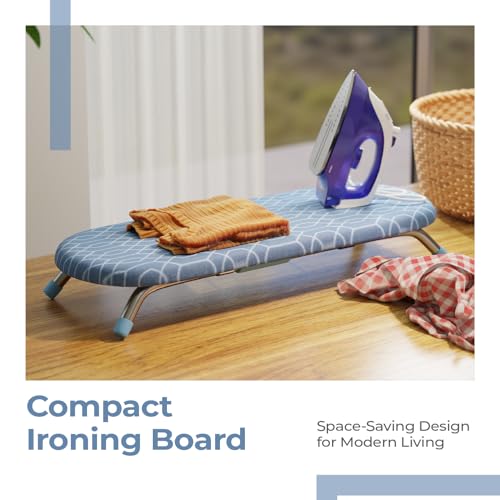 Image of Lifelong Table Top Ironing Board | Compact & Foldable Ironing Stand with Heat-Resistant Cover | Portable Mini Ironing Table for Small Spaces, Dorms, and Laundry Rooms