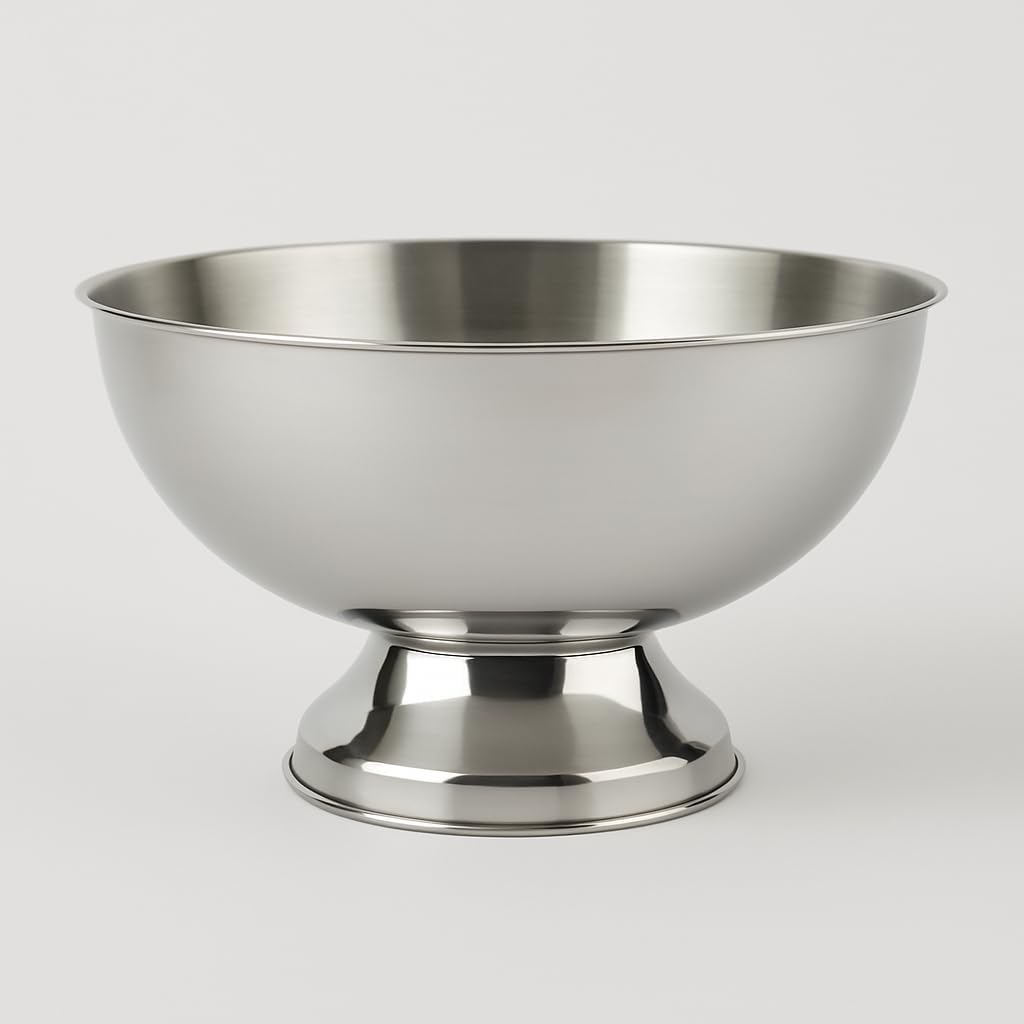 KMW Large Stainless Steel Punch Bowl I Elegant and Durable Addition to Your Party or Event Supplies I 34 cm Diameter