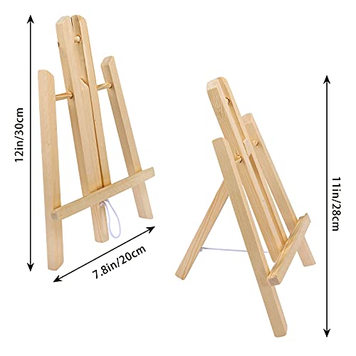 Jekkis 12\" Wooden Easel, 4 Packs Tabletop Display Easels for Painting Canvas, Art Craft Easel Stand for Artist Adults Students Classroom