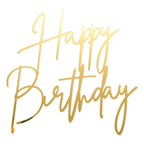 Tyqour Decoración de tartas de acrílico, decoración de cumpleaños, decoración de tartas dorada, decoración para tartas, decoración de cumpleaños, espejo acrílico, decoración de cumpleaños para mujeres