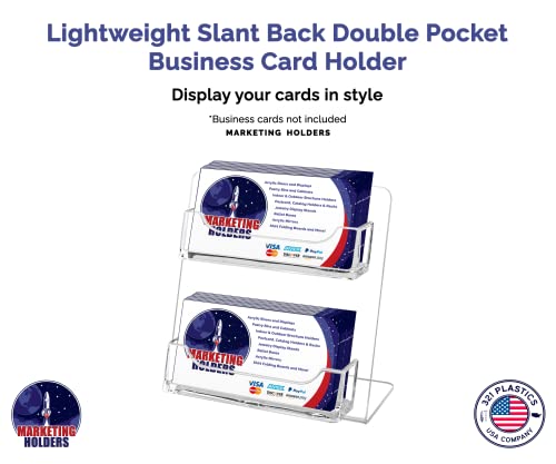 Marketing Holders 2 Pocket Business Card Holder With 5"W X 7"H Slant Back Picture Rack Gift Card Multi Slot Multi Pocket Display Image Copy Portrait Badge #TOP2