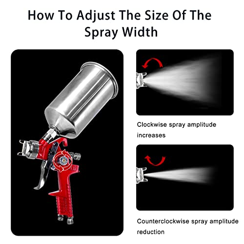Aflybltol High-Performance Hvlp Spray Gun With 1.4Mm 1.7Mm 2.0Mm 2.5Mm Tips,1000Cc Aluminum Cup, And Air Pressure Regulator Gauge For Car Furniture Body Repair Painting(Red) #TOP3