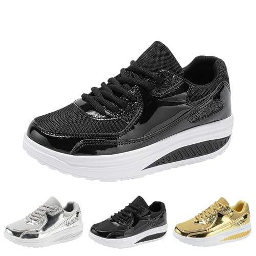 Womens Wedge Sneakers Lace Up Chunky Walking Shoes Non Slip Cushion Sneakers Lightweight Breathable Mesh Platform Sneakers2